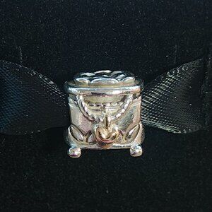 Authentic Pandora Retired Pandora’s Box Charm 791019 Silver & 14K Gold